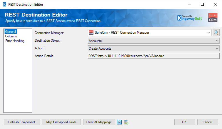 SuiteCRM Destination Component